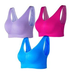 3pc Womens Size 4X Plus size Seamless Bra Bundle Wirefree Yoga Daily Use